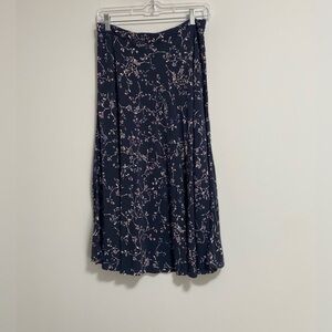 J. Jill Navy Floral A-Line Skirt